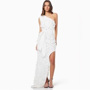Elliatt “Marcia” 3D Floral White One-Shoulder  Gown